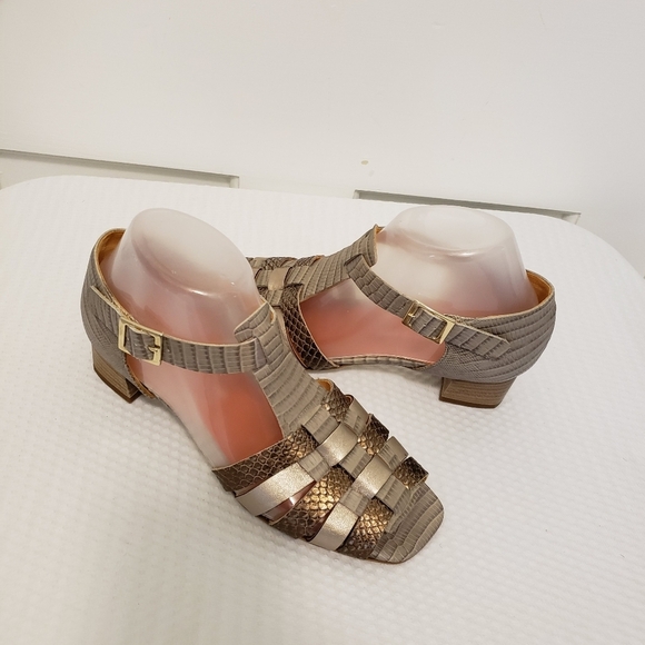 Roberto Figini Leather Open Toe Leather Buckle Close Size 37.5, Made In Italy - Picture 13 of 15